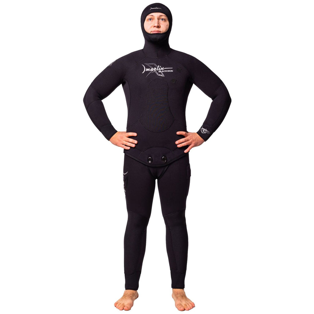 Spearfishing Full Wetsuit Blackskin Man 9mm Black Size M Marlin 10971