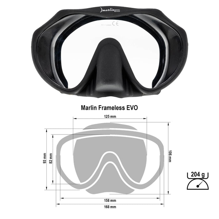Snorkeling Mask Frameless Evo Black Marlin 117439