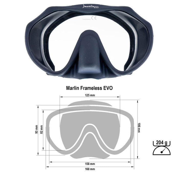 Snorkeling Mask Frameless Evo Dark-Blue Marlin 117440