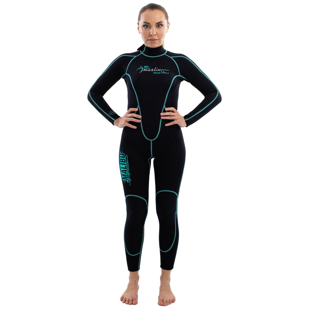 Traje de Snorkel Malibu Mujer 2.5mm Negro-Aqua Azul Talla L Marlin 118323