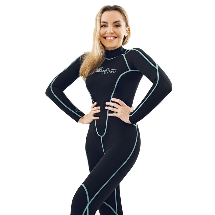 Traje de Snorkel Malibu Mujer 2.5mm Negro-Aqua Azul Talla L Marlin 118323