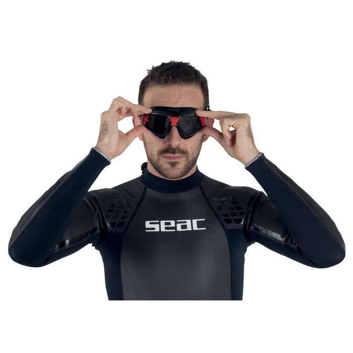 Schwimmmaske Sonic Schwarz-Rot Getönte Gläser Seac 152-30NR-SBL