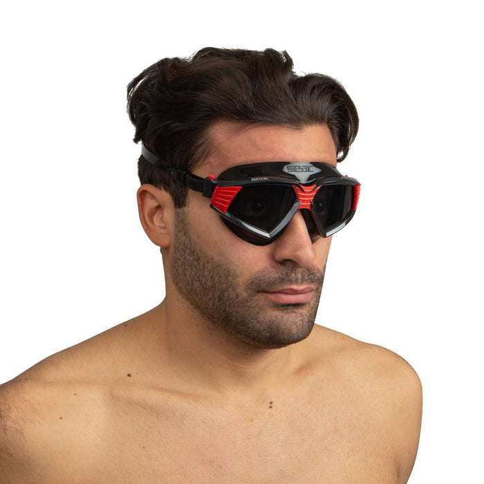 Schwimmmaske Sonic Schwarz-Rot Getönte Gläser Seac 152-30NR-SBL