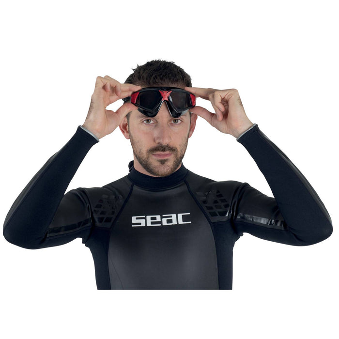 Schwimmmaske Sonic Schwarz-Rot Getönte Gläser Seac 152-30NR-SBL
