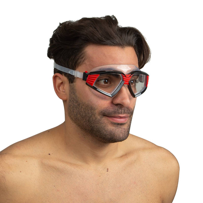 Schwimmmaske Sonic Schwarz-Rot Klare Gläser Seac 152-30NR-SKL