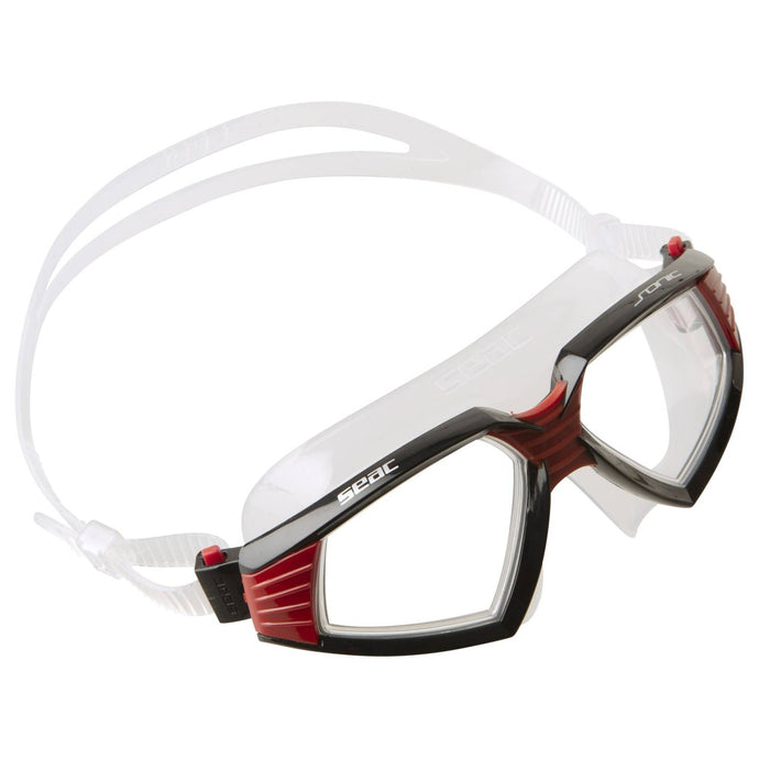 Schwimmmaske Sonic Schwarz-Rot Klare Gläser Seac 152-30NR-SKL