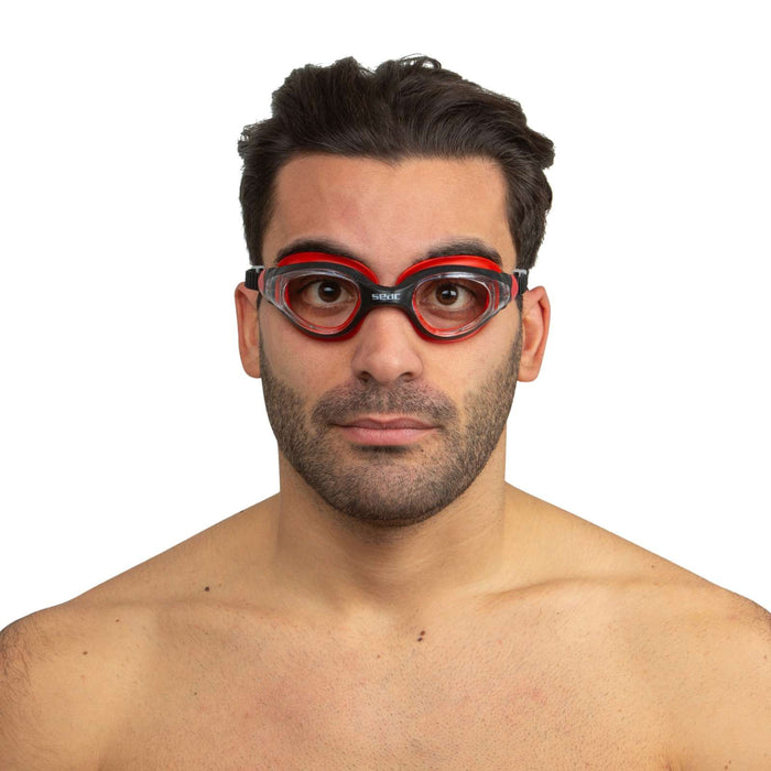 Gafas de natación Ritmo Negro-Rojo Lentes Claras Seac 152-37NR