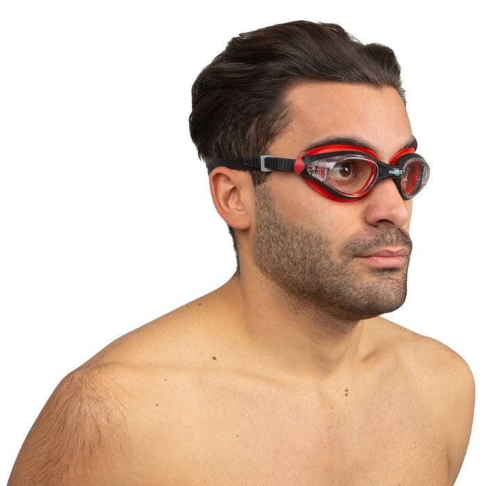 Gafas de natación Ritmo Negro-Rojo Lentes Claras Seac 152-37NR