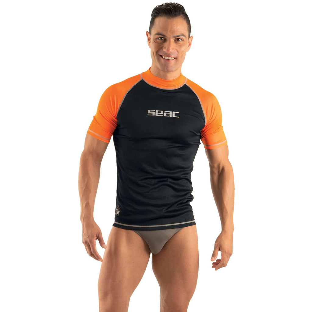 Rash Guard T-Sun Short Uomo Nero-Arancio M Seac 155-18-M