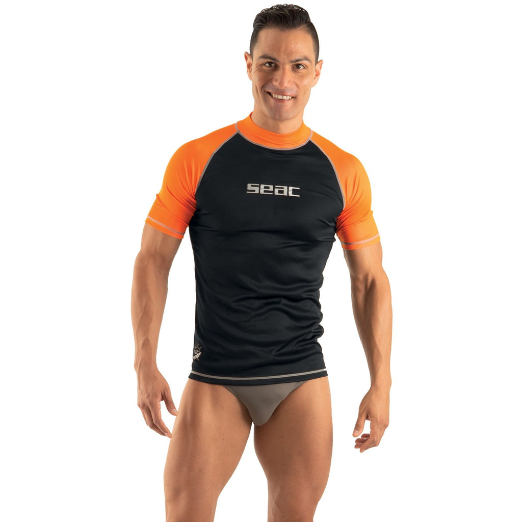 Rash Guard T-Sun Short Man Black-Orange S Seac 155-18-S