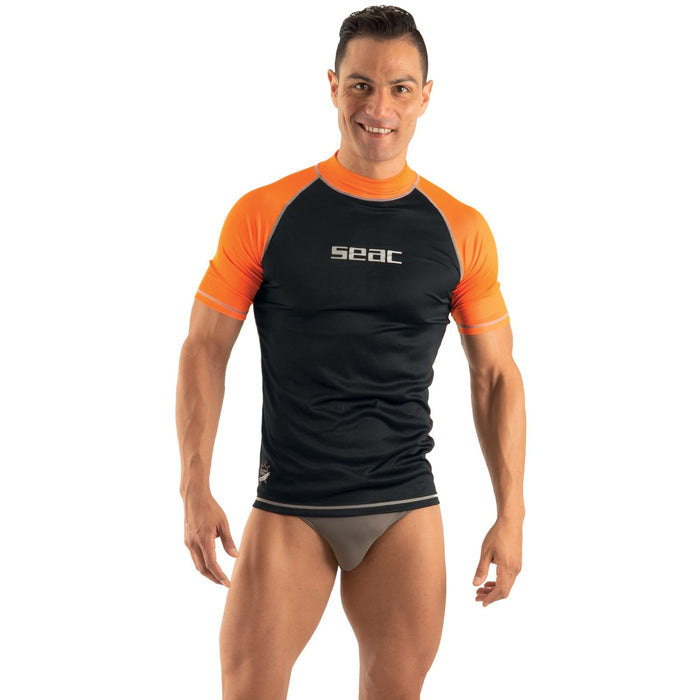 Rash Guard T-Sun Short Man Black-Orange S Seac 155-18-S