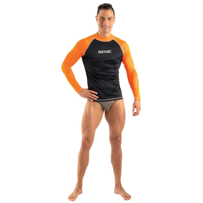 Rash Guard T-Sun Largo Hombre Negro-Naranja XXXL Seac 155-24-XXXL