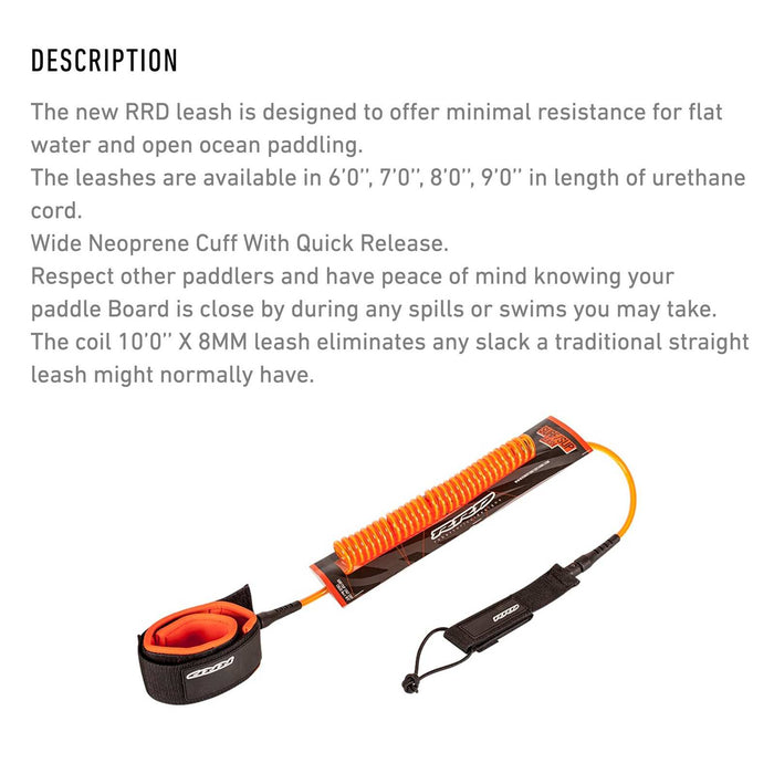 Leash de surf avec poignée spirale 8x10'' RRD 15HCHSLH10
