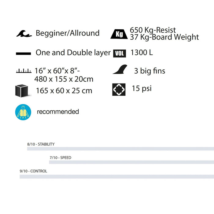 Paddle Surfboard Big Sup 16' Double Layer 1300l Kohala 1646