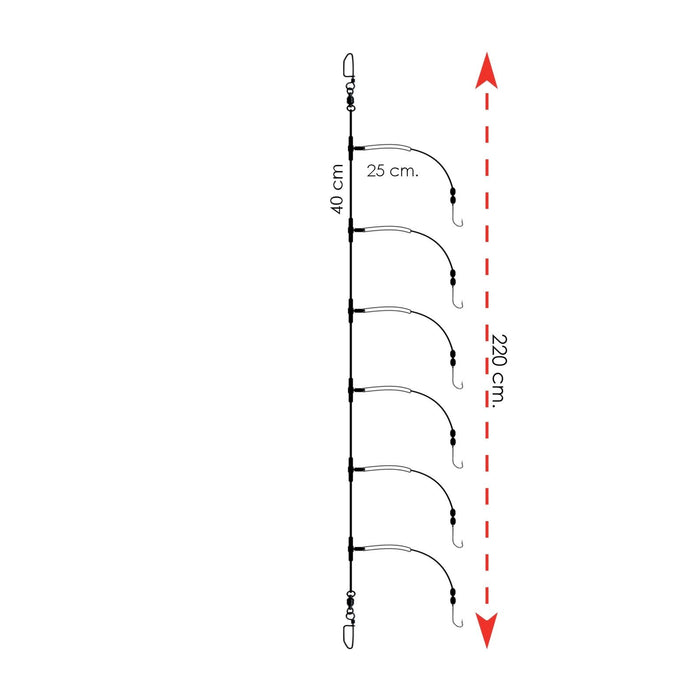 Armadura de Bolentino profundo Carrete EVA 0,80-0,50 Anzuelo 2 Expert Predator 19420