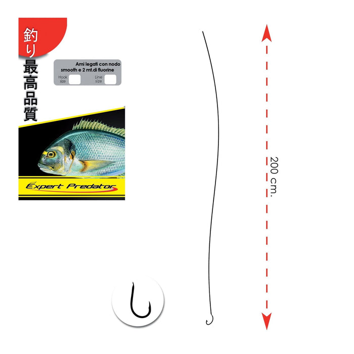 Tied Curved Hooks With 2m Fluorine Line 0,35mm Size 3 Expert Predator 1946403