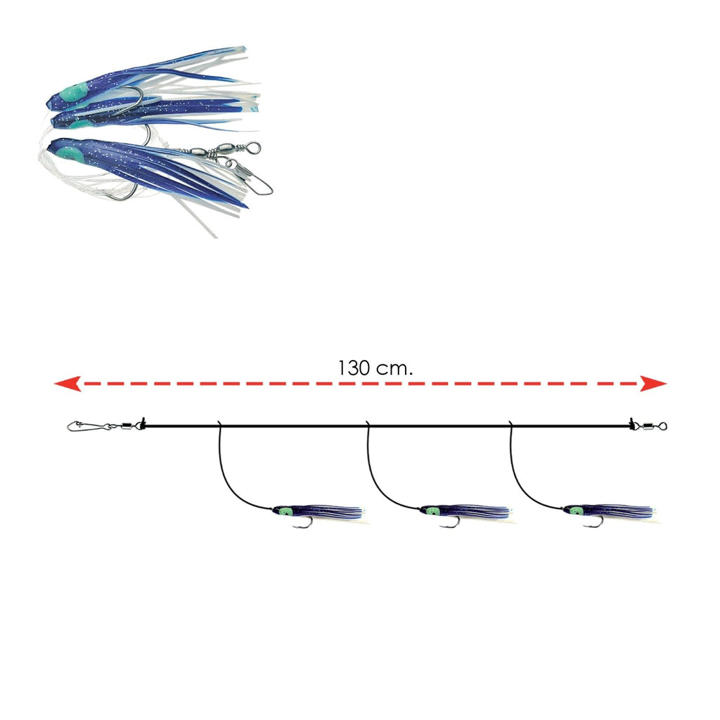 Filosa Rig 3 Vorgefertigte Tintenfischköder Mehrfarbig 8cm Expert Predator 21205