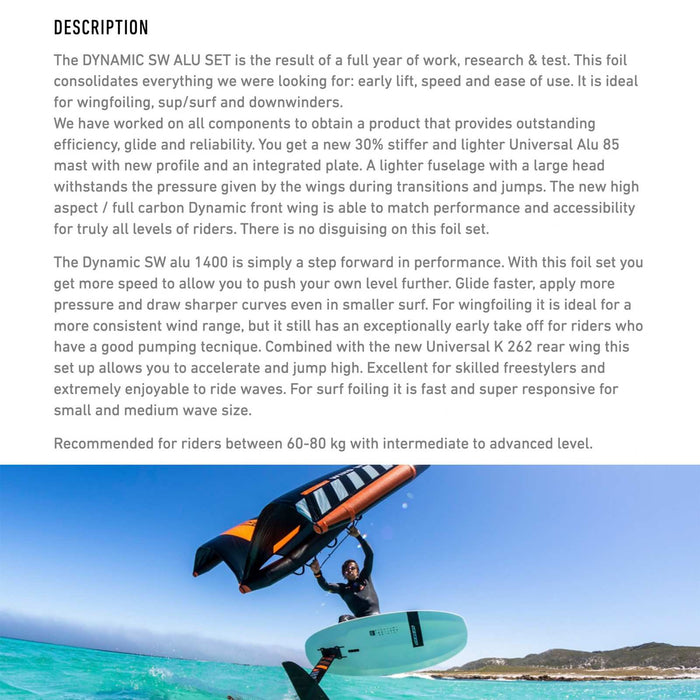Juego de Hydrofoil Dynamic Sw Alu Y26 1400-85 RRD 26DSWA1400FS