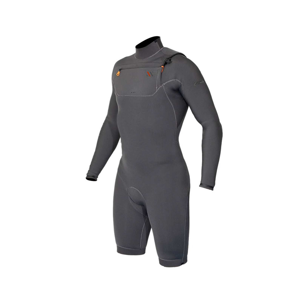 Traje de Neopreno Corto Celsius Shorty Hombre Con Cremallera en el Pecho Manga Larga 3-2 Gris Talla LT RRD 27CSCZ32SLS_LT
