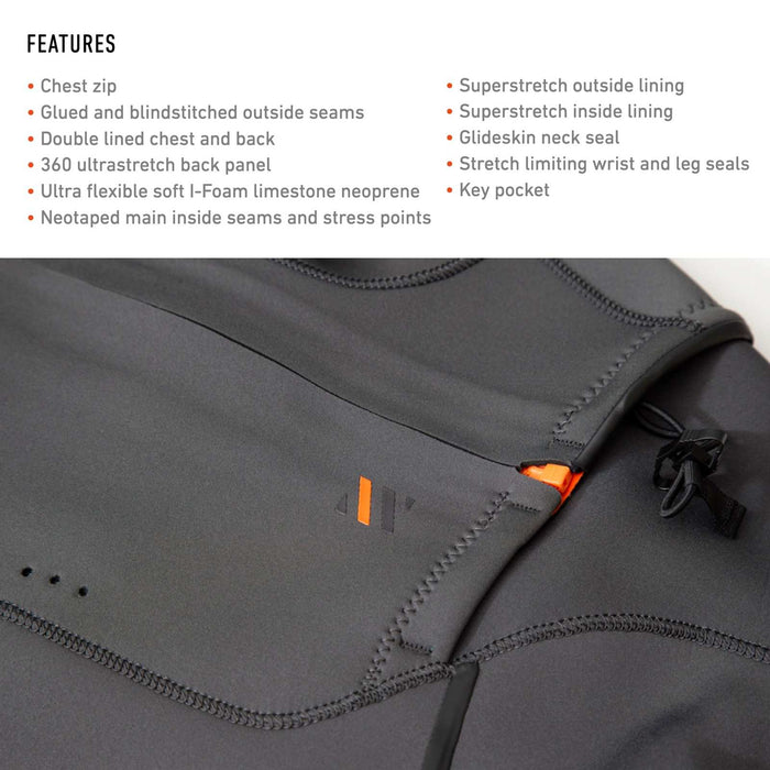 Short Wetsuit Celsius Shorty Man Chest Zip Long Sleeve 3-2 Grey Size XS RRD 27CSCZ32SLS_XS