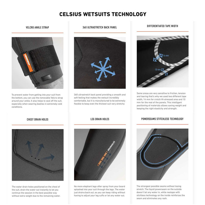 Neopreno completo Celsius Hombre con cremallera en el pecho 5-3 Negro Talla XXL RRD 27CSCZ53_XXL