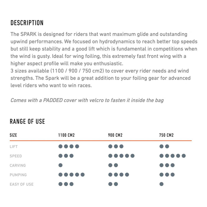 Ala Frontal de Hidroala Spark Carbono Completo 1100 106cm RRD 27FCSFW1100