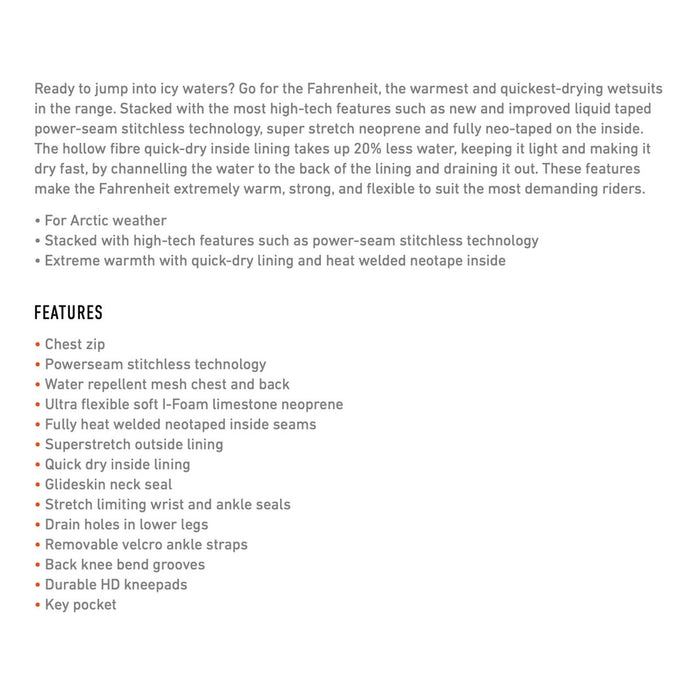 Traje de neopreno completo Fahrenheit Hombre Con cremallera en el pecho 5-4-3 Tamaño MT RRD 27FRCZ543_MT