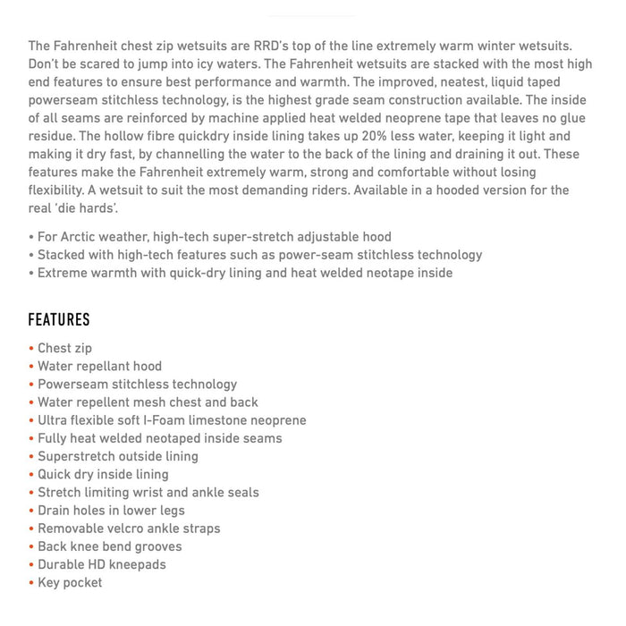 Traje de Neopreno Completo Fahrenheit Con Capucha Hombre Con Cremallera Delantera 6-4 Talla XL RRD 27FRCZ64H_XL