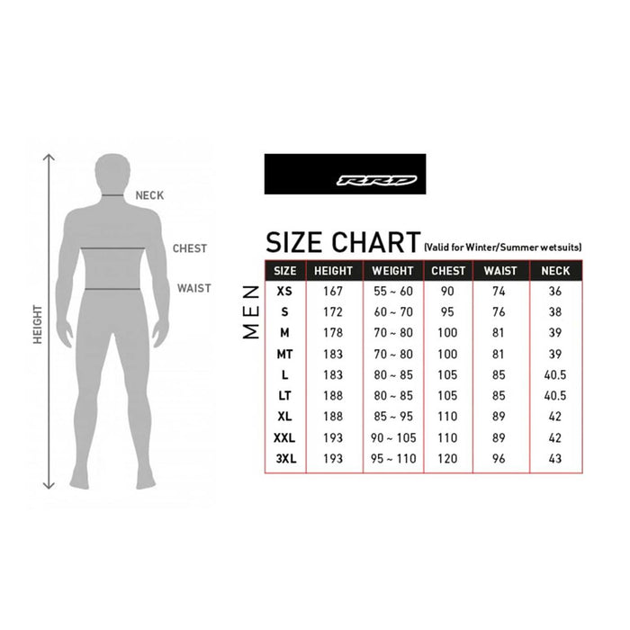 Chaqueta larga de neopreno para hombre 2-2 Negra Tamaño S RRD 27NLJ22_S