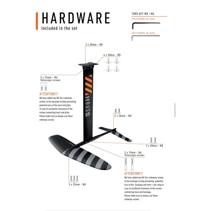Hydrofoil Set Universal Alu Y27 2400-85 RRD 27USWF240085S