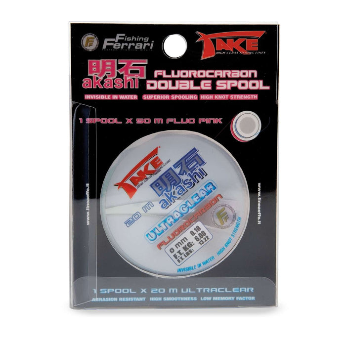 Línea de Pesca Take Akashi Fluorocarbono Carrete Doble Rosa 50m+20m 0,22 Pesca Ferrari 3042422