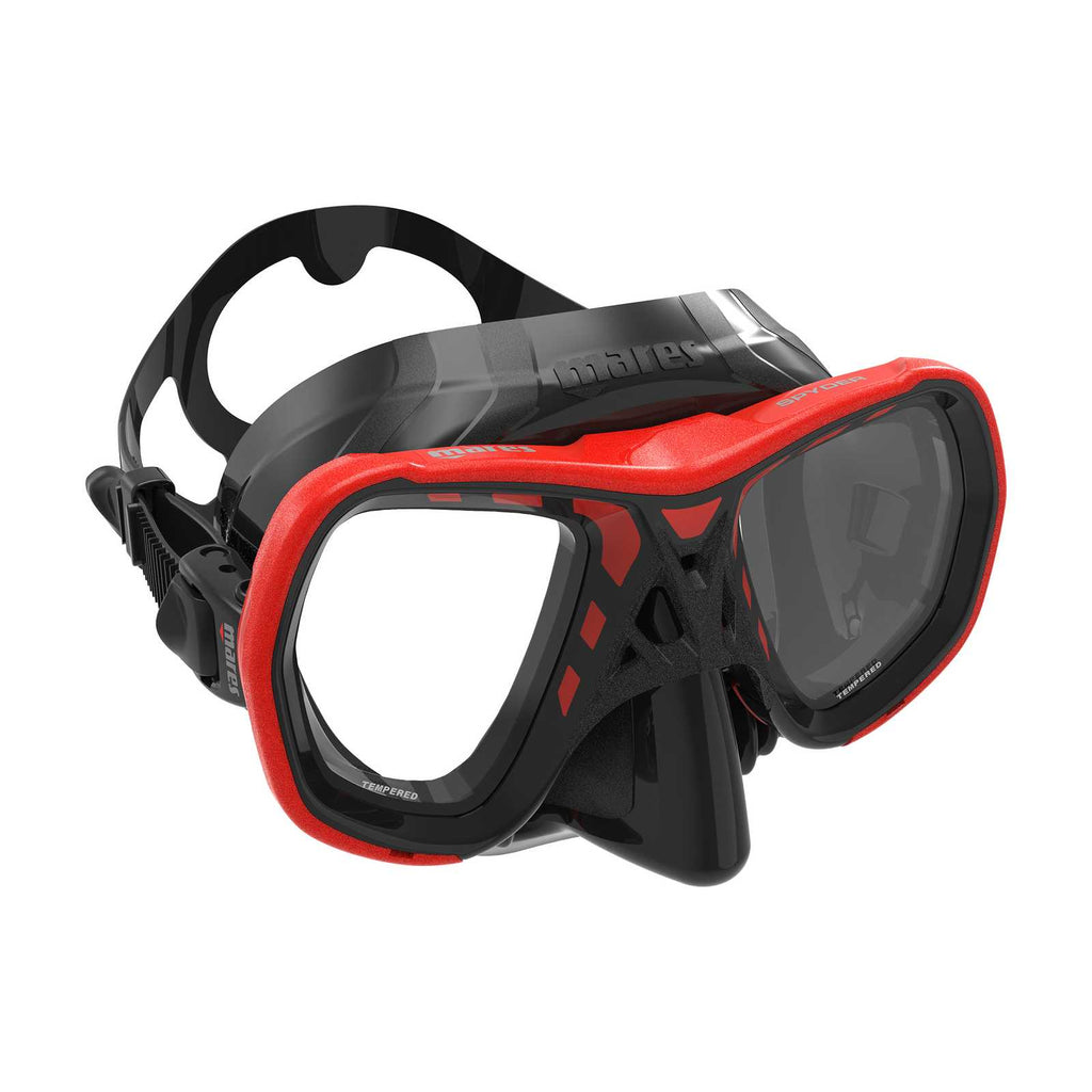 Maschera subacquea Spyder Nero-Rosso Mares 411074RDKBK