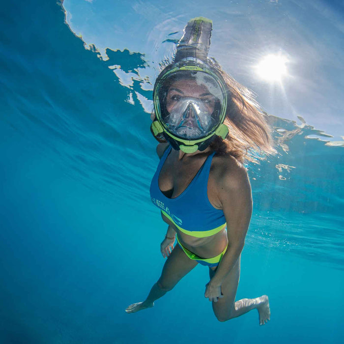 Snorkeling Full Face Mask Sea Vu Dry+ Lime-Smoke L-XL Mares 411260LXLLMSK