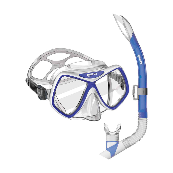 Combo de snorkel Ridley Azul-Blanco-Transparente Mares 411793SFBLWCL