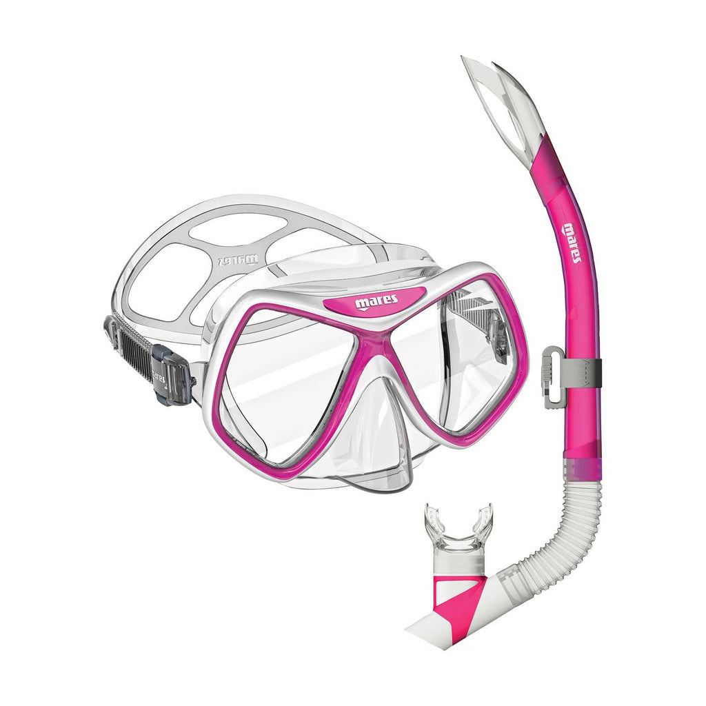 Combo de snorkel Ridley Rosa-Blanco-Transparente Mares 411793SFPKWCL