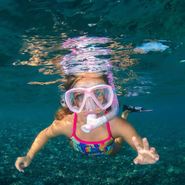 Set snorkeling Trygon Bambini Rosa-Bianco-Trasparente 8-14 anni Mares 411794PKWCL