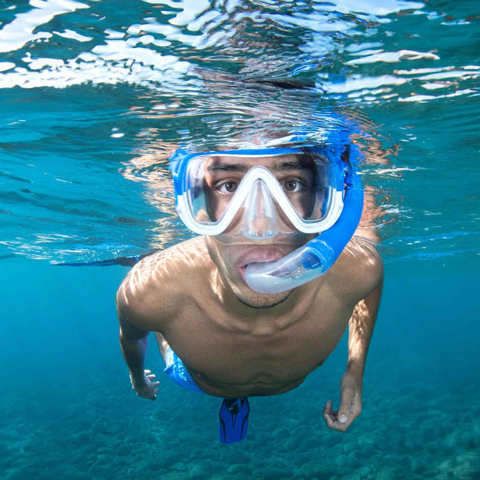 Set snorkeling Keewee Blu-Bianco-Trasparente Mares 411810SFBLWCL