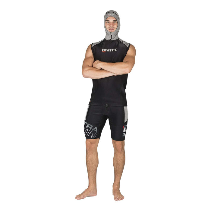 Sottotuta da immersione Ultraskin smanicato con cappuccio Uomo Nero-Grigio M Mares 412391-M