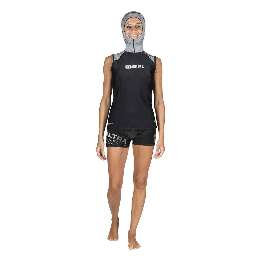 Sottomuta da immersione Ultraskin senza maniche con cappuccio donna nero-grigio L Mares 412399L