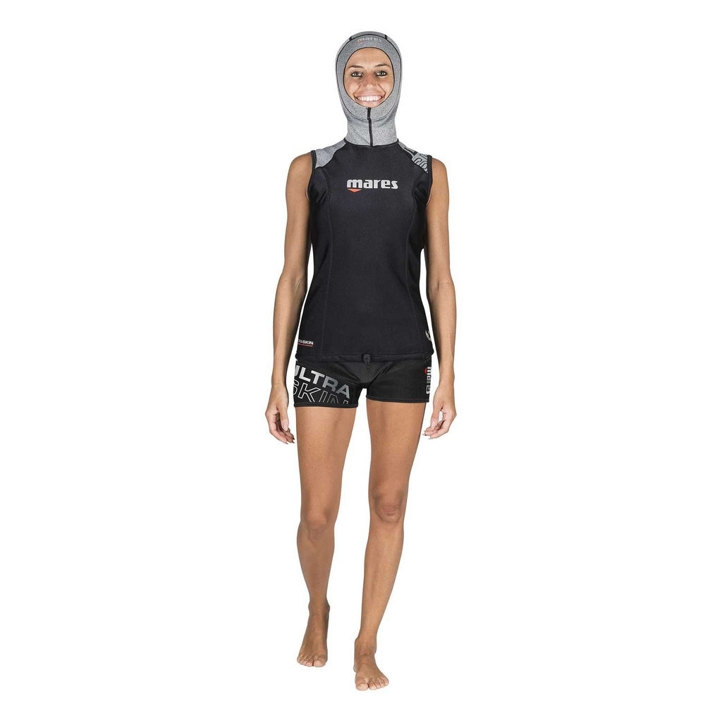 Sottomuta da immersione Ultraskin senza maniche con cappuccio donna nero-grigio XS Mares 412399XS