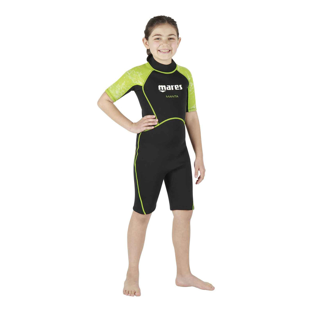 Combinaison shorty de snorkeling Manta Enfant Noir-Vert citron Taille 4 7-8 ans Mares 4124604