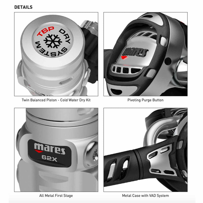 Diving Regulator Atlas Adj 62X Tbp Din 300 Bar Black-Grey Mares 416268DIN