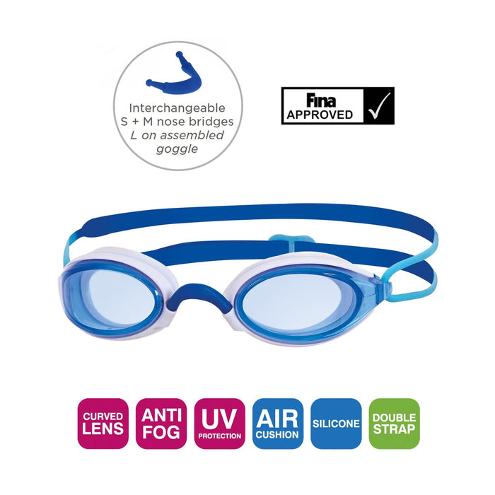 Lunettes de natation Fusion Air Bleu-Blanc verres teintés bleus Zoggs 461012BLWHTBL