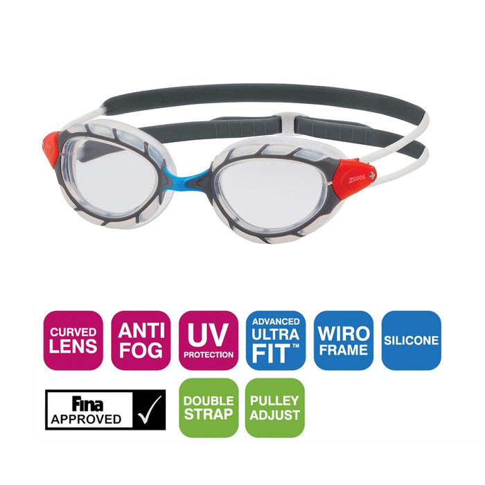 Lunettes de natation Predator Transparent-Gris Standard Zoggs 461037CLGYCLRR
