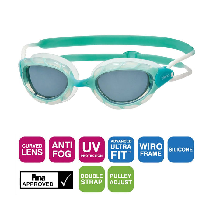 Lunettes de natation Predator Vert-Transparent verres teintés fumés Petite Zoggs 461037GNCLTSMS