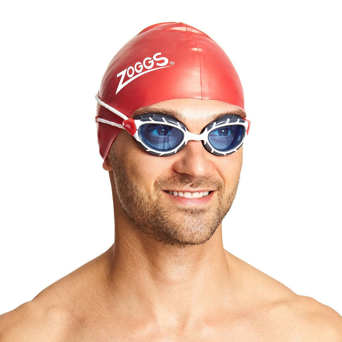 Lunettes de natation Predator Blanc-Rouge verres teintés bleus Standard Zoggs 461037WHRDTBLR