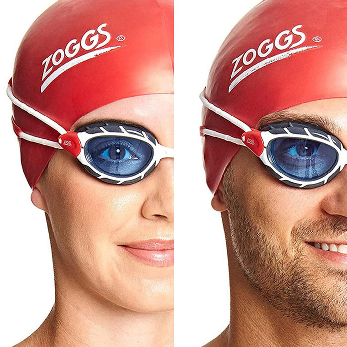 Lunettes de natation Predator Blanc-Rouge verres teintés bleus Petite Zoggs 461037WHRDTBLS