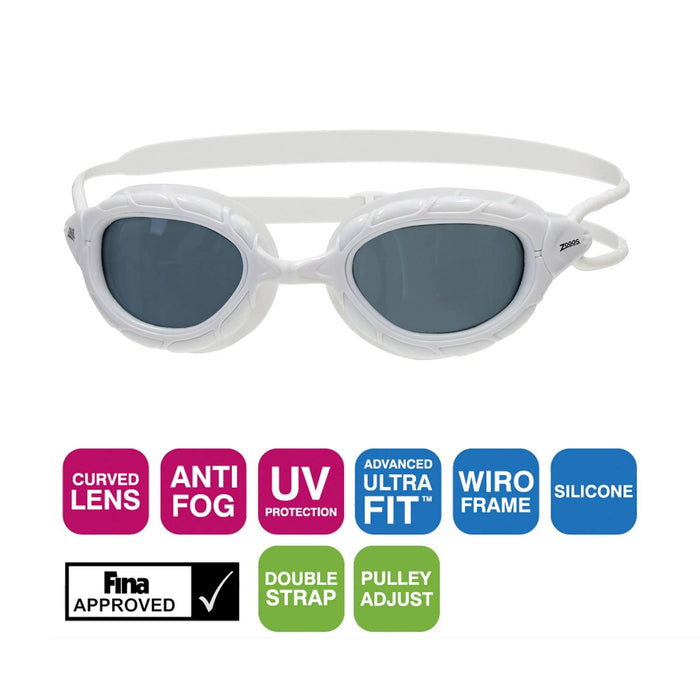 Swimming Goggles Predator White Smoked Lenses Small Zoggs 461037WHTSMS