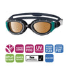 Lunettes de natation Predator Flex Polarisées Ultra Noir-Vert Petite Zoggs 461046BKGNPCPS