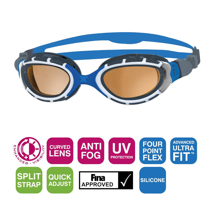 Lunettes de natation Predator Flex Polarisées Ultra Bleu-Gris Standard Zoggs 461046BLGYPCPR
